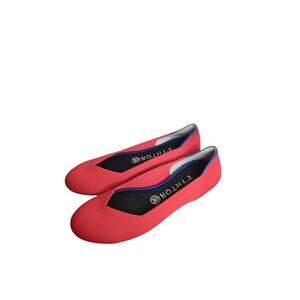 ROTHY'S THE FLAT in Red ROunded Toe Ballet Flat Shoes W7.5